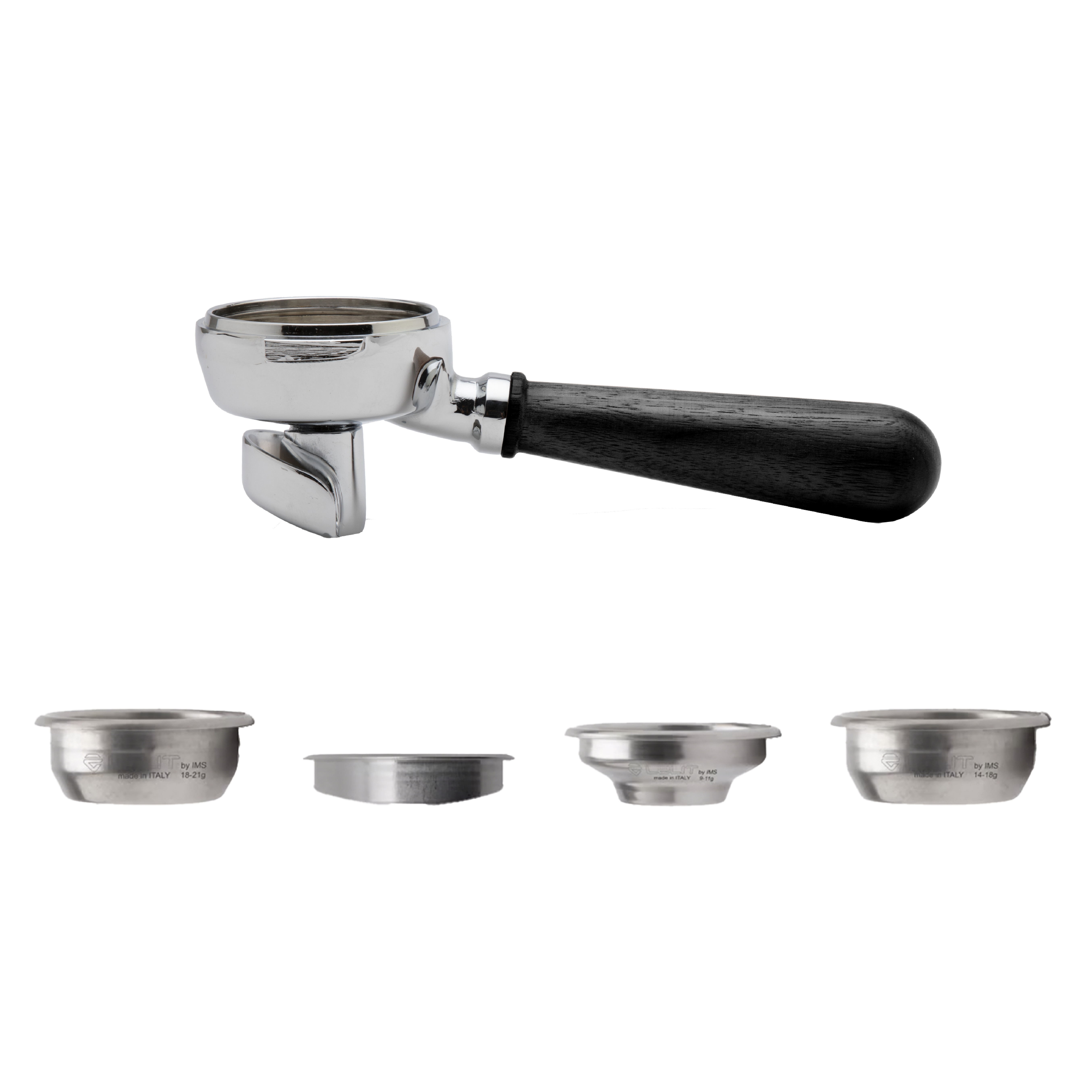 2-ways portafilter, zebrano wooden handle | Lelit (NL)